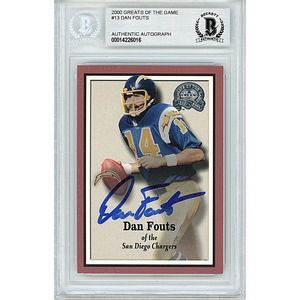 Dan Fouts Autographed San Diego Chargers 2000 Fleer Football Card Beckett Slab